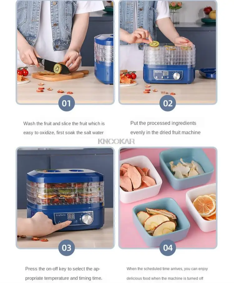 5 tăvi mini deshidratator alimentar uscător de fructe uscător de uz casnic bebeluși animale de companie gustări fructe și legume gustări uscător de aer UE_voghion.com