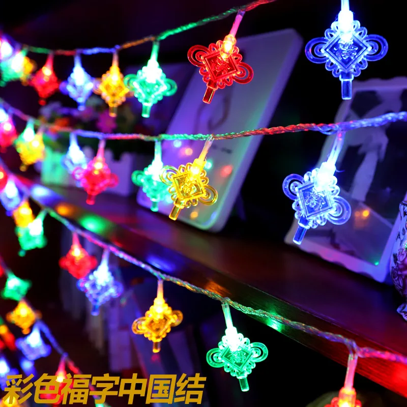 

Lighting Chain Chinese Knot Lantern LED Colored Lamp with Festive Atmosphere 10 M Spring Festival Day zhuang shi deng tiao Auspi