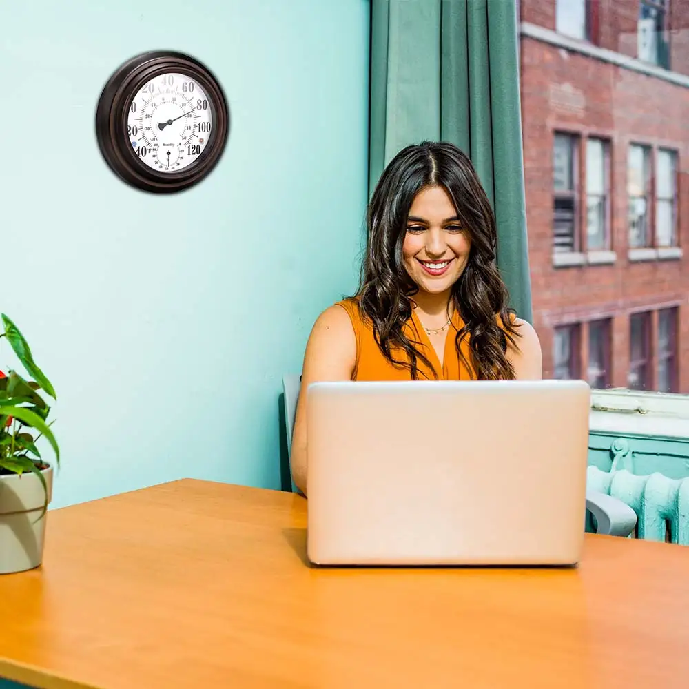 porcelain thermometer hygrometer wall metal decorative big