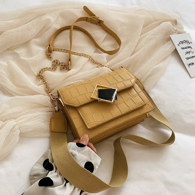 Элегантная женская квадратная сумка с крокодиловым узором Новая высококачественная кожаная женская дизайнерская сумка через плечо с цепочкой
