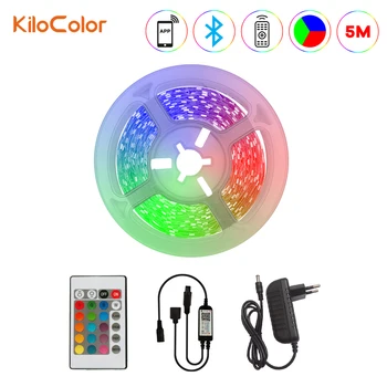 

Led Strip Light SMD 2835 Bluetooth Controller Diode Flexible Ribbon Not Waterproof 5M 24-Key IR ControllerMobile APP Control