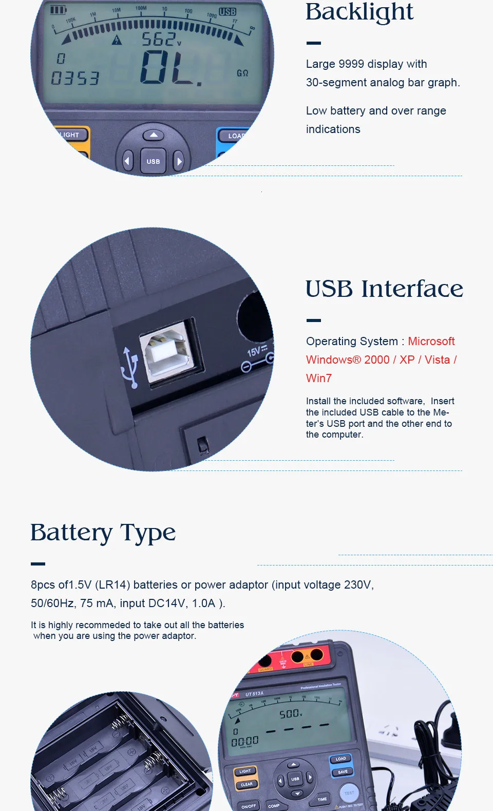 UNI-T UT513A тестер сопротивления изоляции Мегаомметр вольтметр 5000V 1000G Ом w/USB интерфейс измеритель заземления