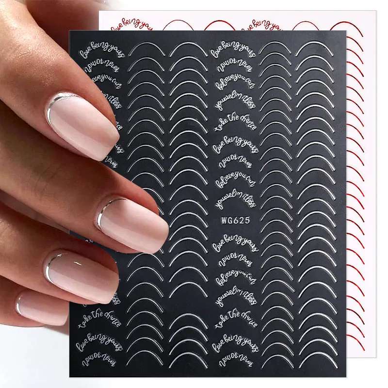 1PC Gold Sliver Striping Tape 3D Nail Stickers Geometry Lines Slider For Nails Gel Polish Decals Manicures Decoration | Красота и