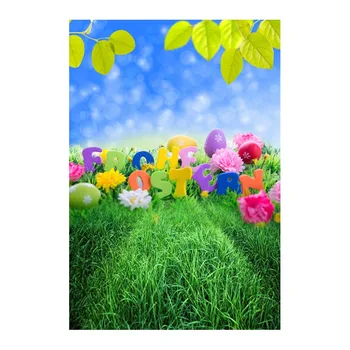 

Thin fabric computer Printed photography background Easter eggs blossoms photo backdrop for Studio 5X7ft GE-068