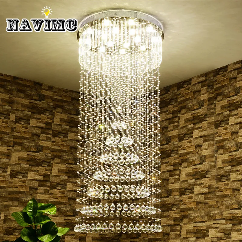 NAVIMC K9 хрустальные люстры вилла лобби Lounge Обеденная Гостиная лампа двойная лестница Длинные Кристалл Потолочный светильник