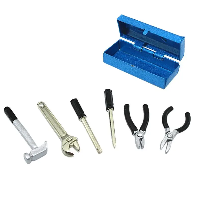 6Pcs Tools Mini Hammer Wrench Screwdriver Scissors Toy 1:12 Dollhouse Accesory