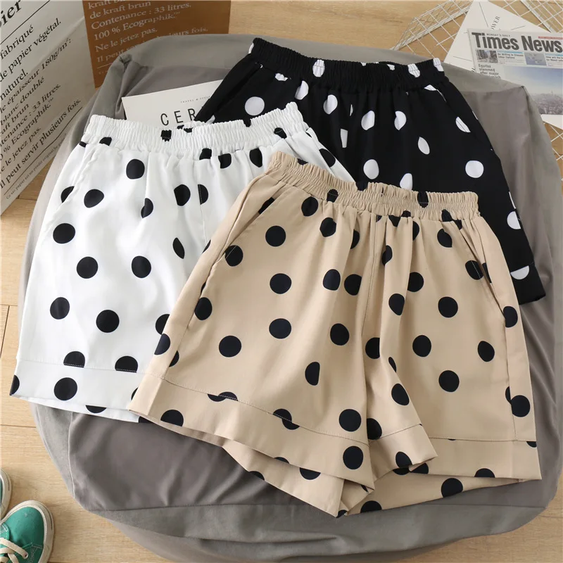 

Chiffon Polka Dot Shorts Women's High Waist 2020 Summer New Korean-Style Loose Wide Leg Shorts