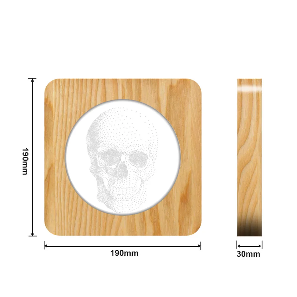Cabeça do Crânio Candeeiro de Mesa Lâmpada de Controle Interruptor de Luz para o Quarto das Crianças Arylic Noite Escultura Decoração Dropshipping 3d Usb Led 2 Luzes noturnas