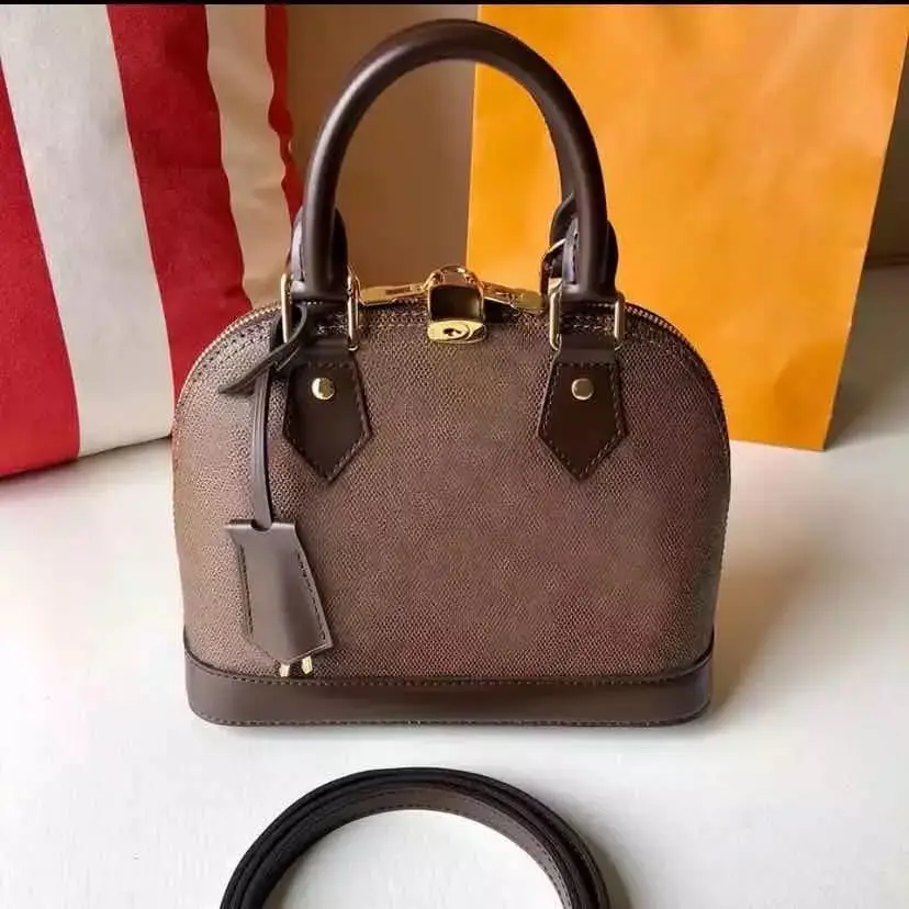Бесплатная доставка! Alma BB Кожаная Сумка Damier Ebene Роскошная брендовая сумка на
