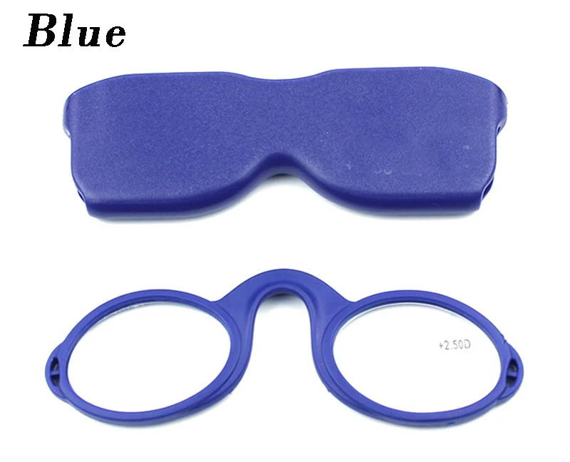 WEARKAPER, зажим для носа, переносной, отдыха, круглая оправа, очки для чтения, для мужчин и женщин, очки по рецепту, с брелоком, чехол 1,0-3,5 - Цвет оправы: Синий