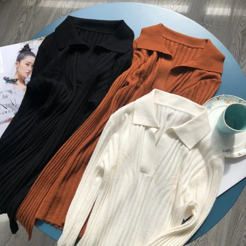 100% Wool Women's Knit Sweater Stripes Long Sleeve