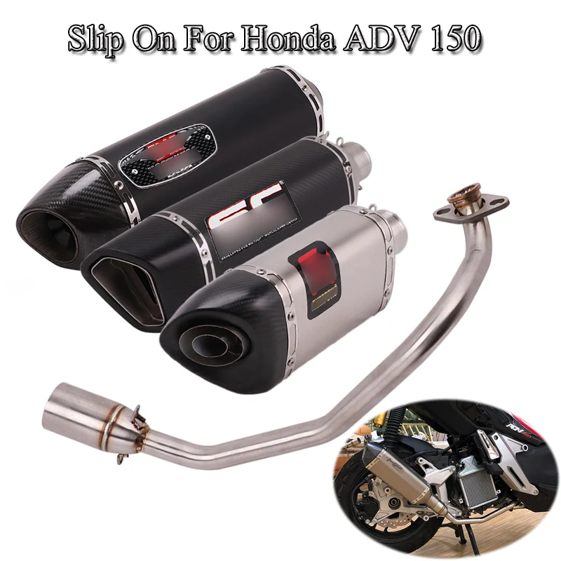 

ADV150 Motorcycle System Exhaust Set Middle Connect Section Pipe Muffler Tail Pipe Slip On For Honda ADV 150 Scooter ATV Escape