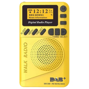 

RISE-Pocket Radio Portable DAB Digital Radio Rechargeable FM Radio LCD Display Loudspeaker for Walk Run or Jogging