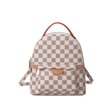 

2020 New Women's bag ladies bag Simple Plaid Backpack Female Personality Small School Bag Casual Travel Backpack