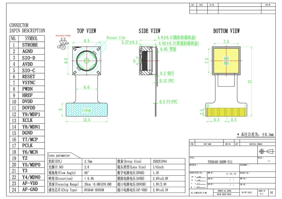 OV5640 5MP рыбий глаз модуль камеры MIPI CSI и DVP CSI поддержка NXP imx6 Linux/Android драйвер двойная камера одна камера