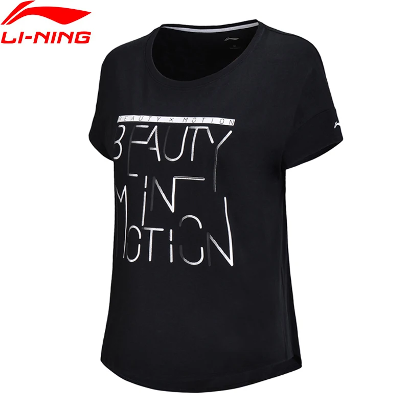 

(Clearance)Li-Ning Women Training T-Shirt 68% Cotton 32% Polyester Loose Fit AT DRY BASE LiNing Sport Tee Tops ATSN072 WTS1396