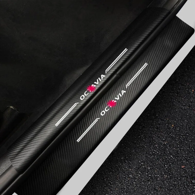 

Car Sticker Door Sill Protector Scuff Plates Leather Door Pedal Sticker For Skoda Superb 2 3 Accessories 2016 2017 2018 4PCS