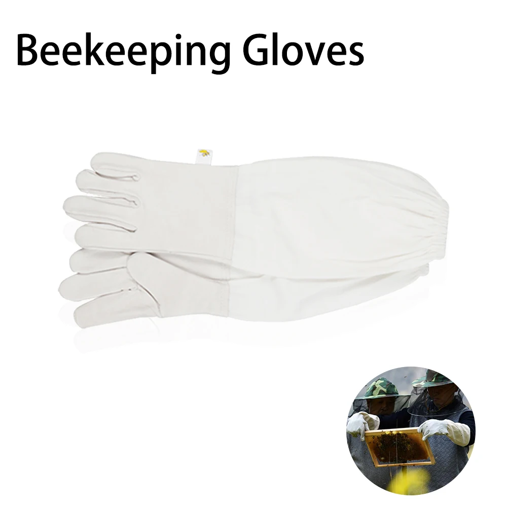 

Sheepskin Long Sleeve Breathable Canvas Protecrive Clothing Equipment Anti Bee Sting Beekeeping Gloves Apiculture Tool