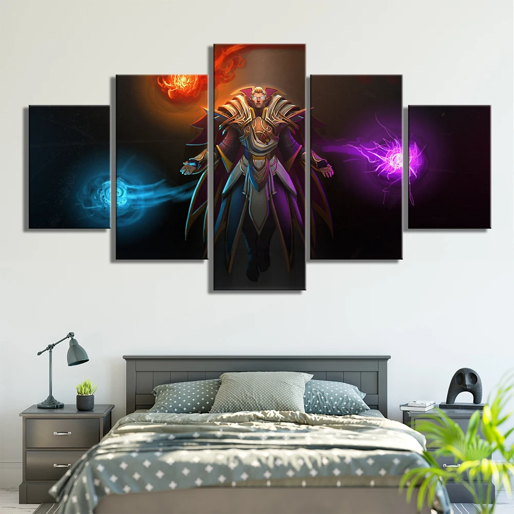 5 Pieces Canvas Painting DOTA 2 Invoker Home Decor For Living Room Printed Wall Art Game Poster Mod
