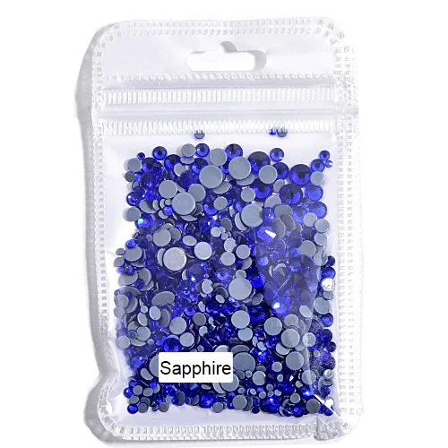 Sapphire 1000 шт./лот, высокое качество, исправление хрусталя и искусственного алмаза, прозрачные SS6-SS30, разные размеры, кристаллы и камни для одежды F0181 - Цвет: Sapphire
