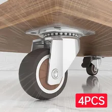 4PC 1/1.5/2inch Furniture Caster Soft Rubber Universal Wheel Swivel Caster Roller Wheel for Platform Trolley Household Accessory