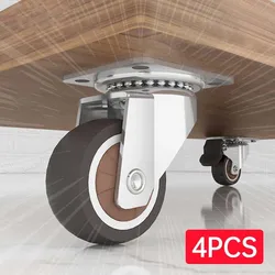 4PC 1/1.5/2inch Furniture Caster Soft Rubber Universal Wheel Swivel Caster Roller Wheel for Platform Trolley Household Accessory