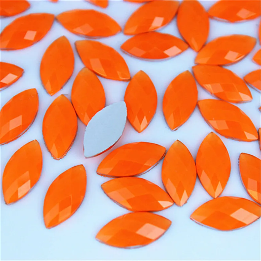 Orange 100 шт 7*15 мм 9*18 мм AB прозрачный конский глаз смолы горный хрусталь отделка Кристаллы с плоским дном DIY для свадебного платья украшения ювелирных изделий 8Y256 - Цвет: Orange
