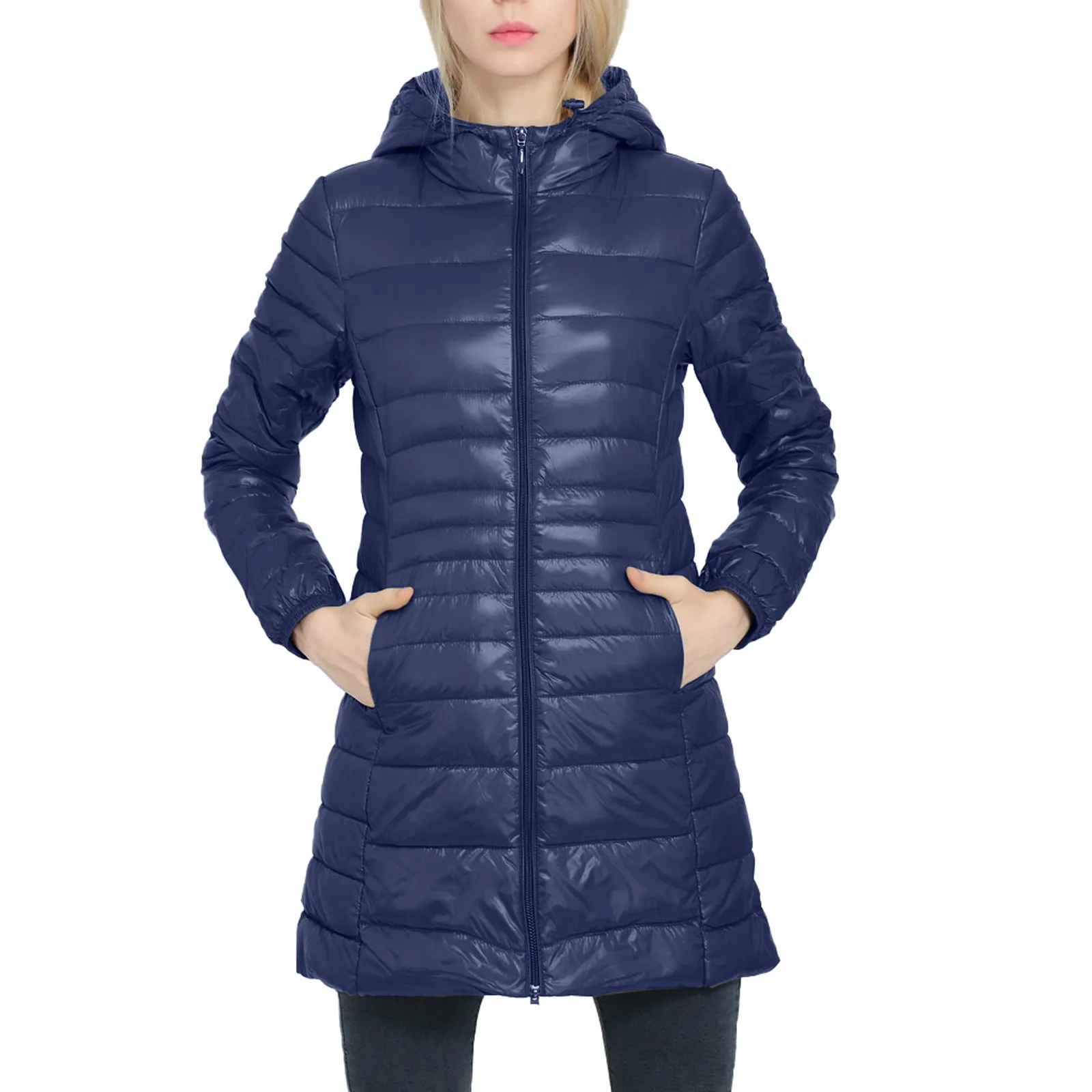 Chaqueta de fino algodón Down ultraligera para mujer, chaquetas con capucha de plumón de pato blanco, abrigo largo cálido, Parka para mujer, prendas de vestir portátiles # T2G