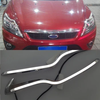 

1Set For Ford Focus 2 MK2 2009 2010 2011 LED Car Headlight Eyebrow Decoration Yellow Turn Signal DRL LED Daytime Running Light