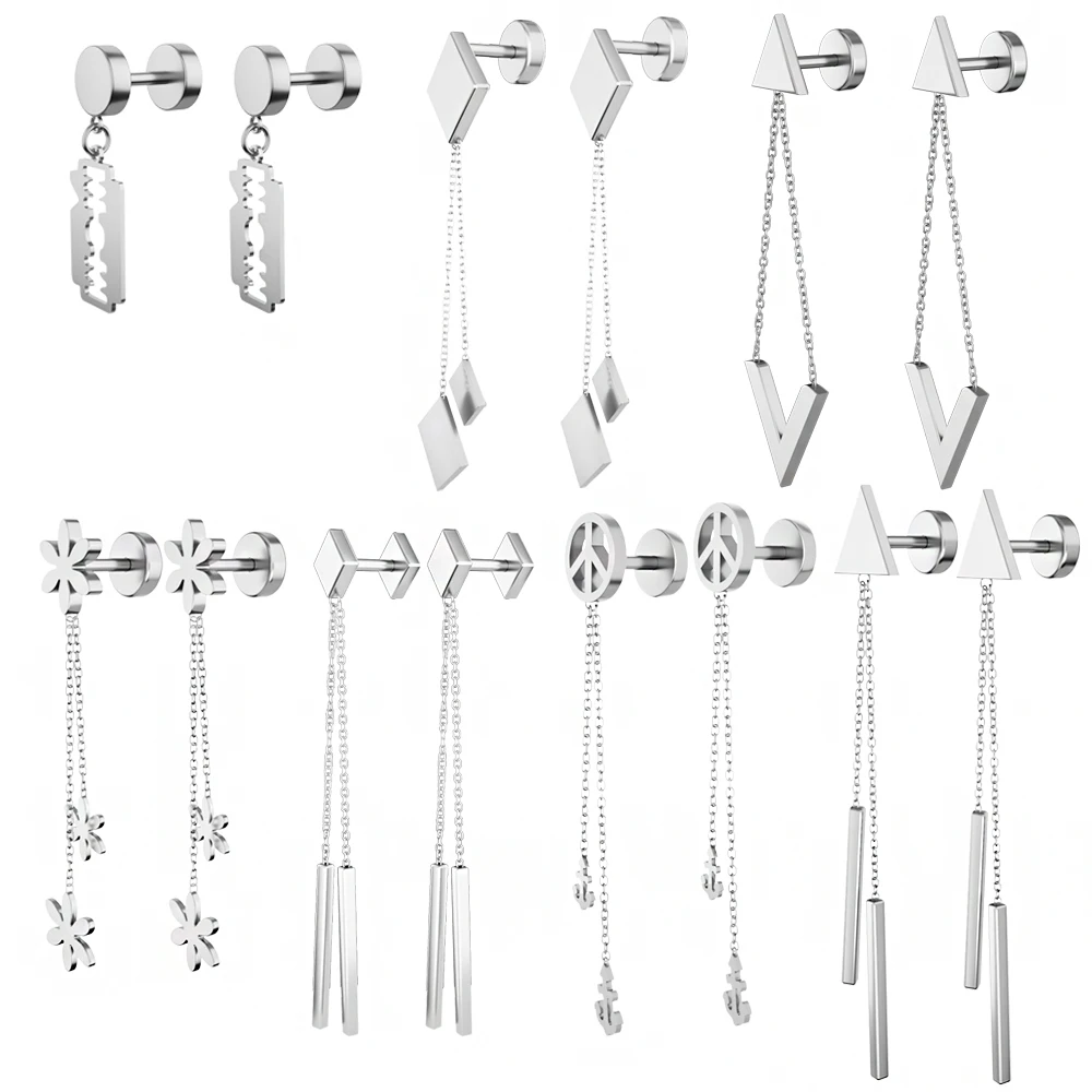 Поддельные висячие кольца гвоздики из стали 16 г 1 пара для мужчин и женщин