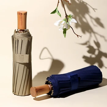 

16 Ribs Folding Umbrella Rain Women 3-Stage Navy Khaki Pink Black Green Women's Umbrella Male Windproof Rain Protection For Girl