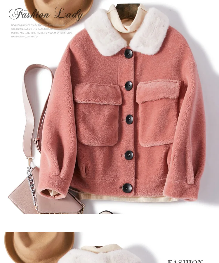 coats and jackets women winter real wool fur coat new grain sheep sheared coat female turn down mink collar female jacket