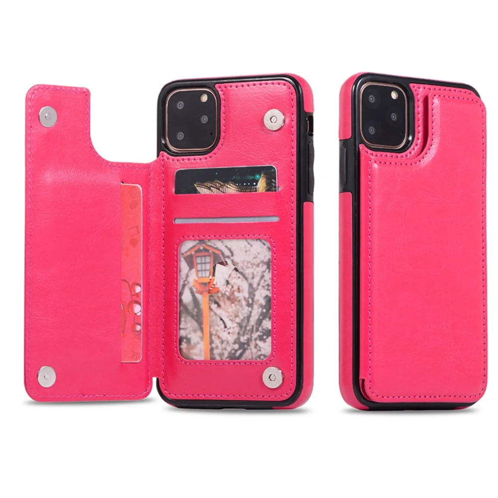 Rose Red Чехол-Кошелек Eqvvol в стиле ретро из искусственной кожи для iphone 11 Pro Max X XR XS с отделением для карт, откидная задняя крышка для iphone 8, 7, 6, 6s Plus, чехол - Цвет: Rose Red