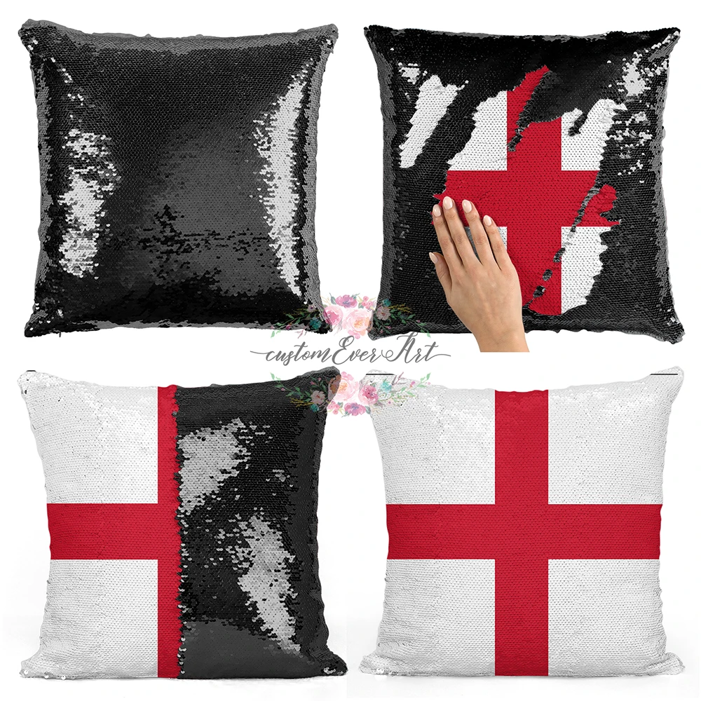 

England Personalized custom picture pillow coverhome pillow reversible mermaid sequin pillow case cover