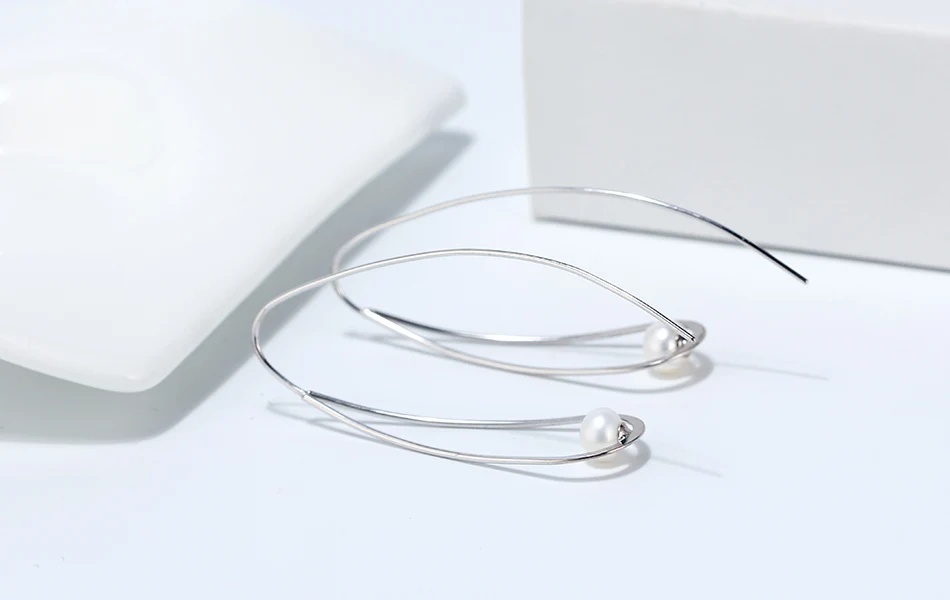 ORSA JEWELS Твердые 925 пробы серебряные женские гнущиеся простые Подвесные серьги высшего класса с искусственным жемчугом серьги-капли ювелирные изделия SE213