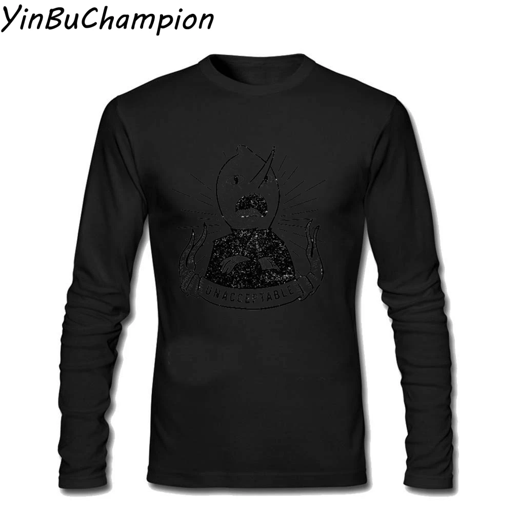 Adventure Time, футболка, неприемлемый принт, футболка, повседневная, смешная, негабаритная, Мужская футболка, хлопок, длинный рукав, топ, футболка для мужчин - Цвет: Черный