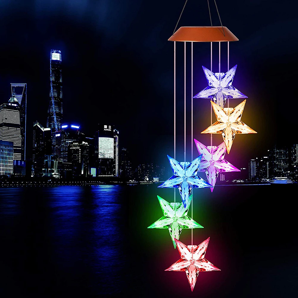 Decorative Garden Color Changing Waterproof Spiral Outdoor Plastic Lamp Mobile Portable Wind Chime Light Hanging Solar Powered |