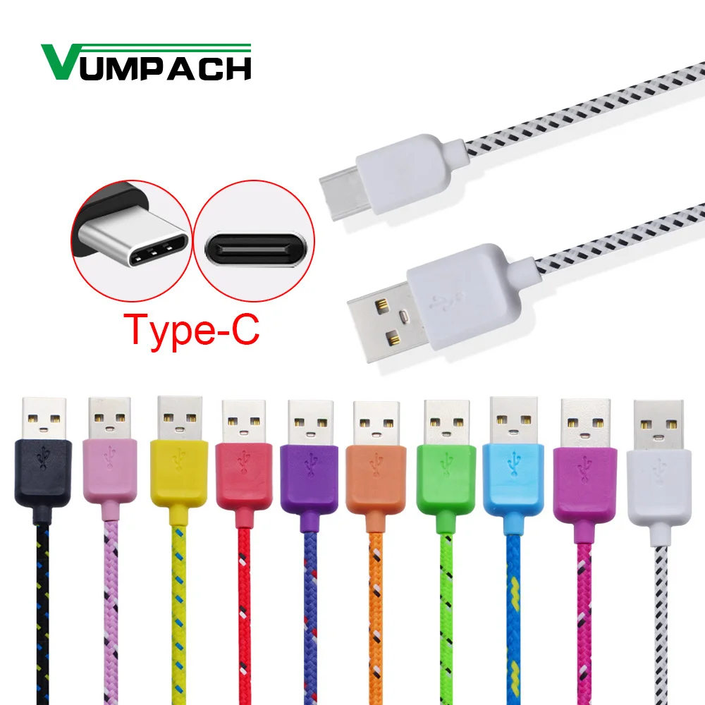 Кабель usb type C с оплеткой для быстрой зарядки 1 м 2 м 3 м Шнур зарядное устройство для huawei p9 p10 p20 mate 10 pro lite samsung Galaxy s8 S9 a3 a5