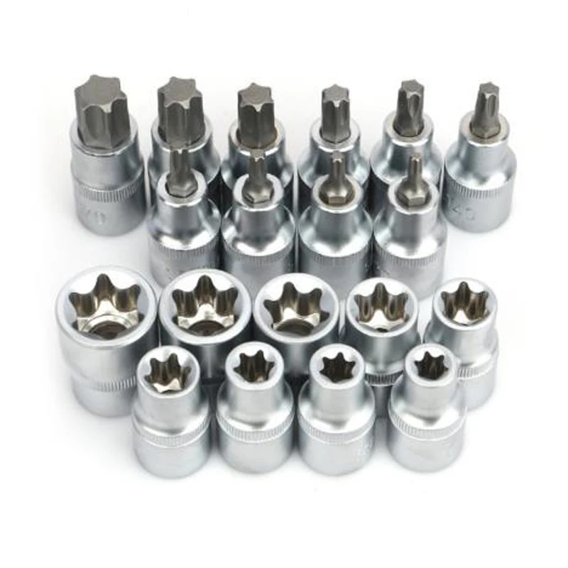 

E-Type Socket Drive Ratchet Wrenches Adapters E10-E24 Torx Bits Hex Stars Tools