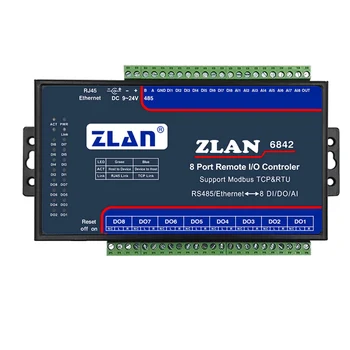 

8 way DI/DO/AI remote IO controller analog, digital switch ZLAN6842 support modbus TCP RTU replace ZLAN6802