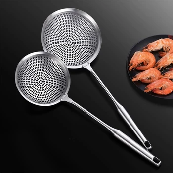 

Stainless Steel Skimmer Spoon Ladle Strainer for Fat Oil Filter Grease Noodles Dumpling Draining Spoon Home Kitchen Bar Supplies