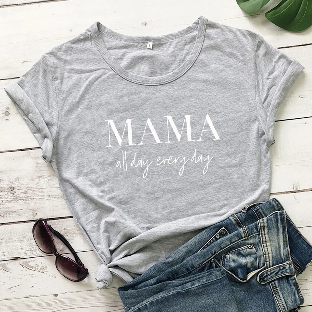 MAMA All Day each футболка смешная женская из чистого хлопка Tumblr мама жизнь, подарок футболка Повседневная С буквенным принтом слоган футболки топы размера плюс