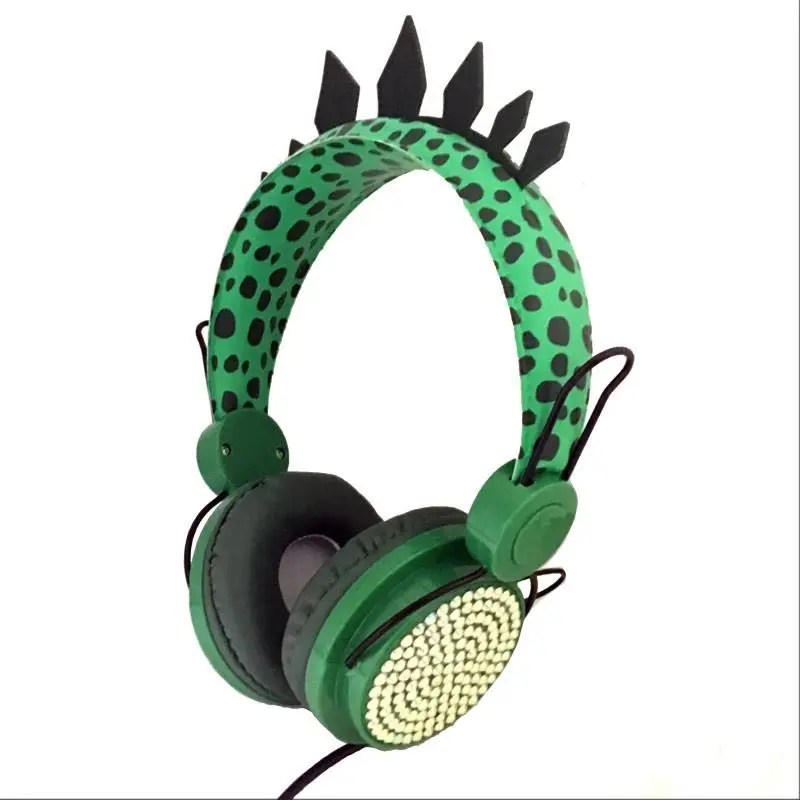 Cute dinosaur 3 5mm wired headphones with microphone suitable for learning games mobile phone headphones