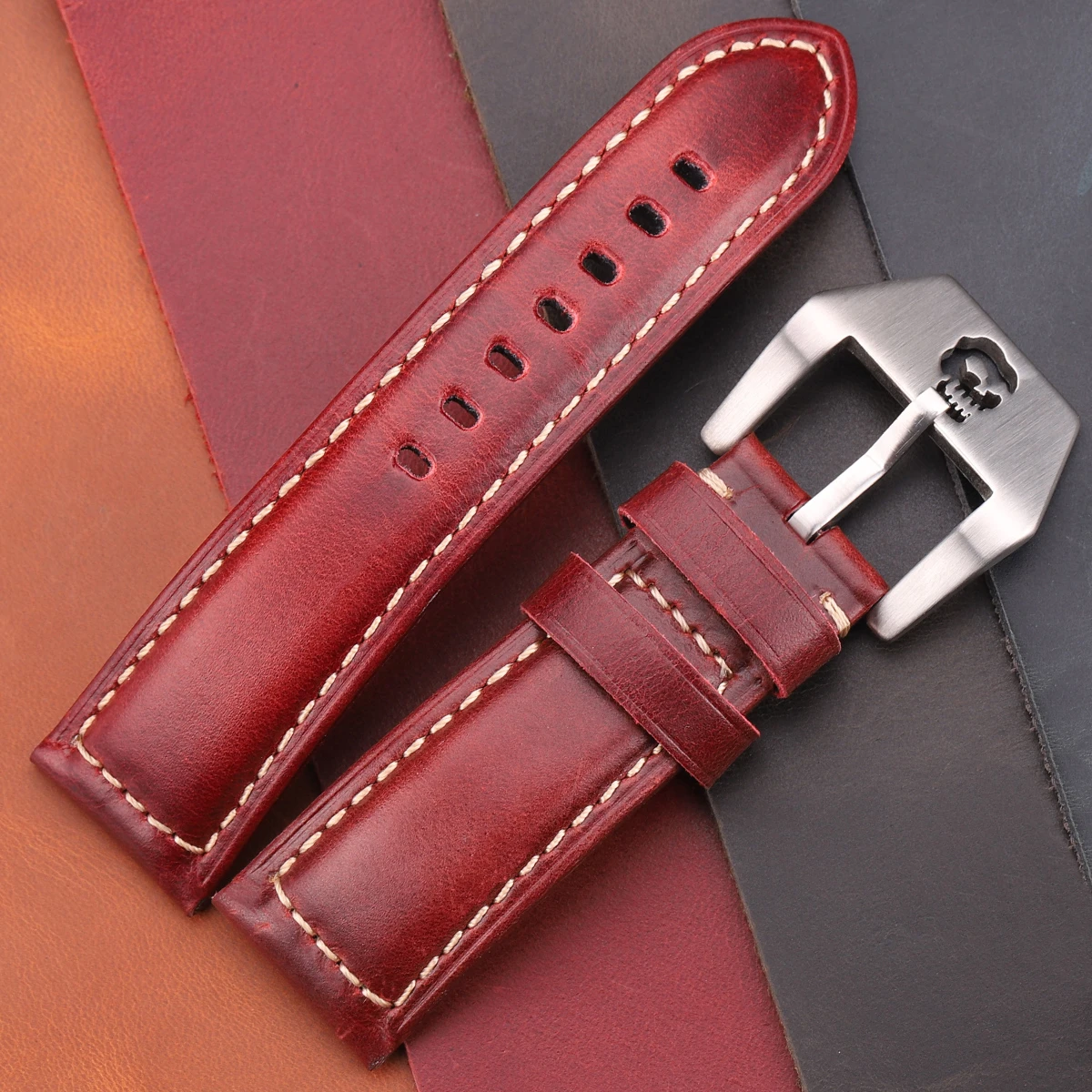Watchbands 22mm 24mm 26mm Leather Watch Strap Band Red Blue AliExpress