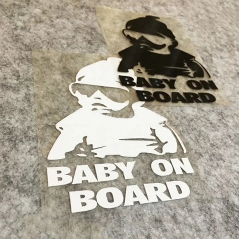 Черный/белый "Baby on Board" знак безопасности автомобиля наклейки светоотражающие солнцезащитные очки детские автомобильные наклейки предупреждающие надписи 15x9cm