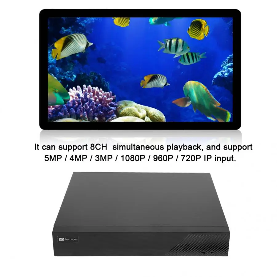 8CH POE NVR сеть 5MP H.265 Удаленный просмотр HDMI видео рекордер для Onvif 100-240 В Удаленный просмотр видео рекордер
