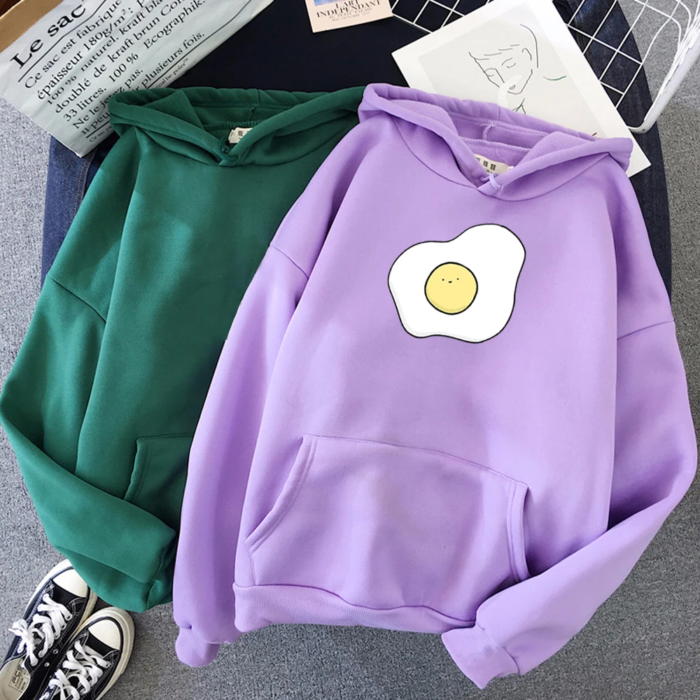 Womens Hoodie Tops Egg Graphic Hoodies Women Cute Hoodies Long Sleeve Kawaii Harajuku Hoodie Korean Women's Winter Sweatshirt