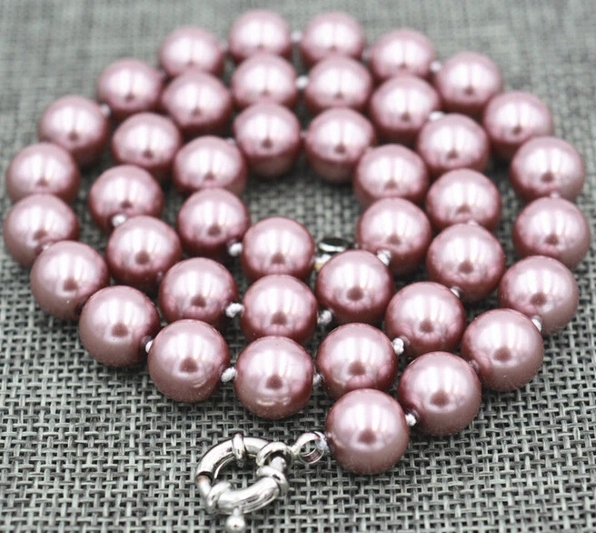 907 New 10mm Silver Champagne South Sea Shell Pearl Necklace 18"