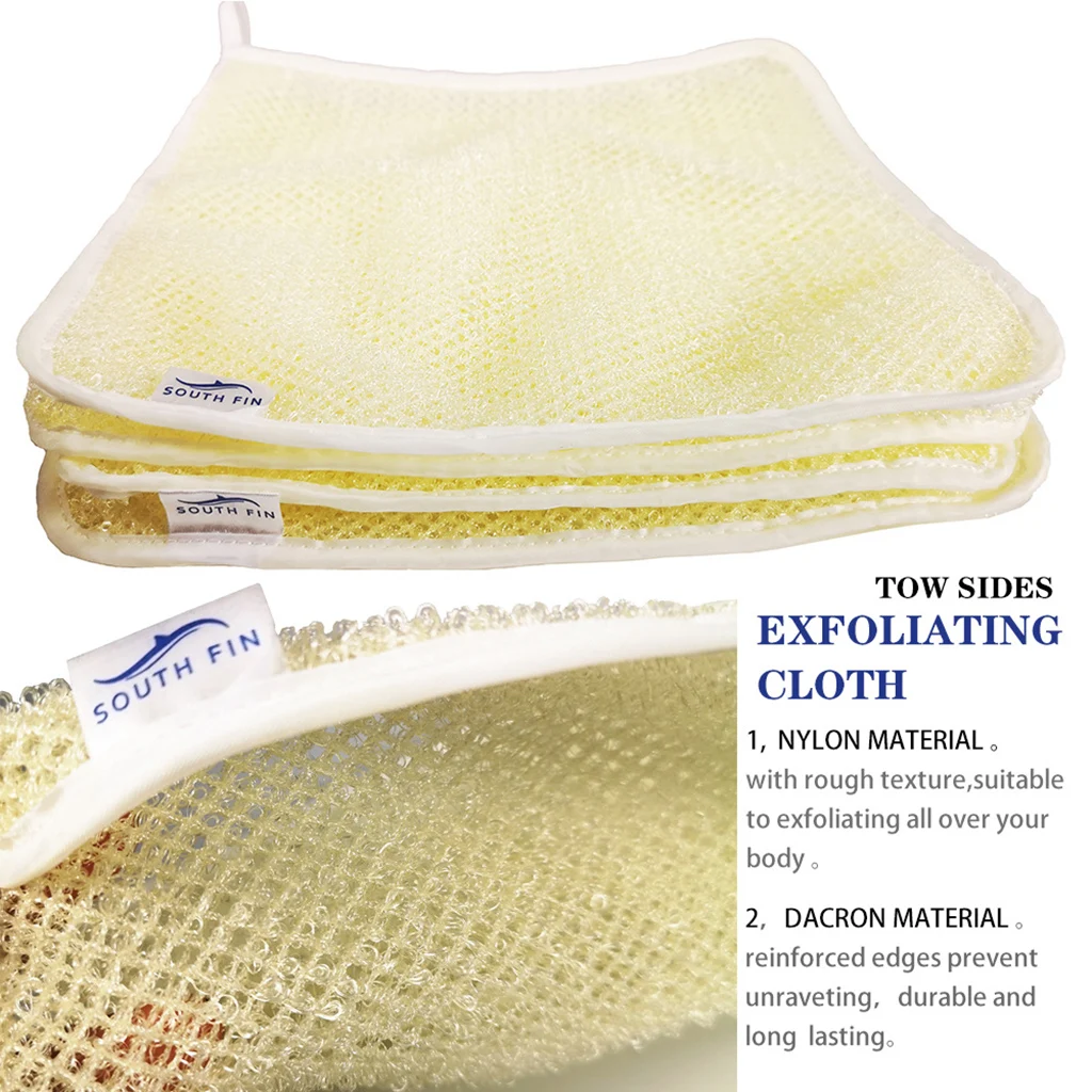 Soft Two Sides Face Body Exfoliating Scrubbing Terry Cloth Pad withLanyard Bath Washing Towel Washcloth for Women Men
