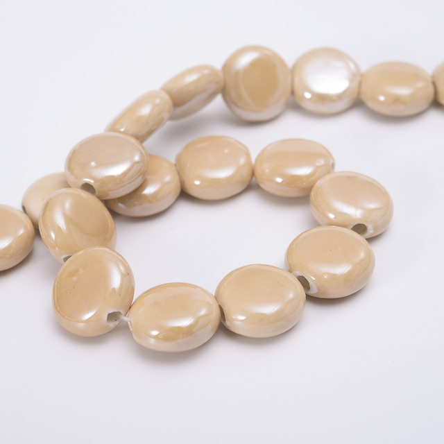 Oblate Ceramics Beads Solid Smooth Loose Spacer Beads for Jewelry Making DIY Bracelet Necklace Earrings Accessories